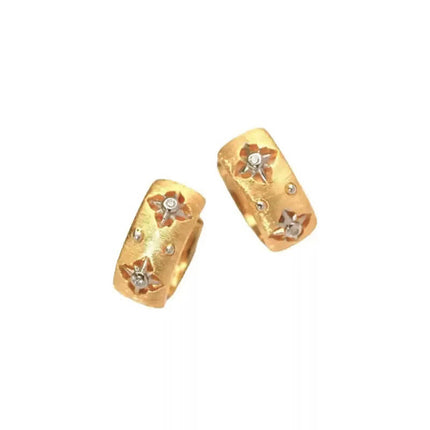 Cross-Border French Vintage Brushed Diamond Eight-Pointed Star Earrings with Niche Design and Hollow Four-Leaf Clover Hoop Earrings