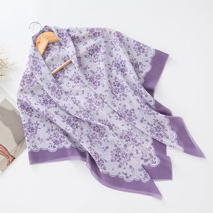 Cross-Border New Product Voile Print 110 Square Scarf Classic Lace Scarf Turban Malaysian Shawl
