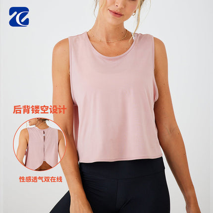 2026 Cross-Border Yoga Vest for Women with Hollow-Out Design, Beautiful Back Sports Cover-Up, Versatile Top for Running, Fitness, and Casual Wear Wholesale