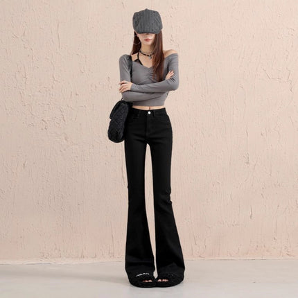 Vintage Hot Girl Classic Stretch Flared Pants New Autumn Versatile Slim Fit Height-Enhancing Boutique Denim Women