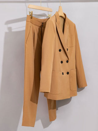 Special clearance treatment new women's suit suit high sense double-breasted cropped leggings casual suit