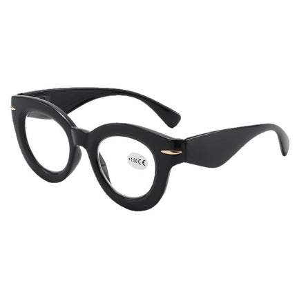 European and American New Style Thick Frame Personalized Reading Glasses, Fashionable Cat-Eye Glasses, Anti-Blue Light Reading Glasses, Unisex