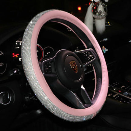 Cross-border new car steering wheel cover leather fashion rhinestone gold silk plush Four Seasons universal Diamond steering wheel cover