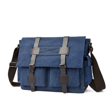 Korean Style Canvas Crossbody Bag Trendy Shoulder Bag Men's Large Capacity Student Computer Bag Camera Bag Large Factory Direct Sale