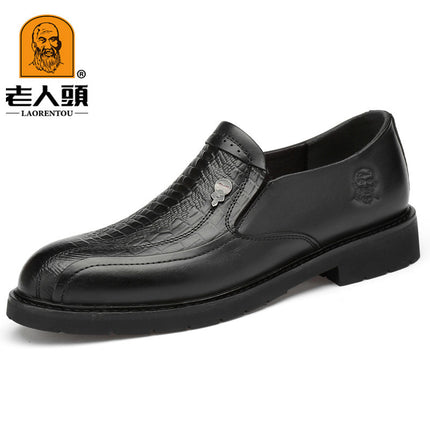 Old man's head leather shoes men's head layer leather Korean version of business casual single shoes new formal wear office men's shoes a generation