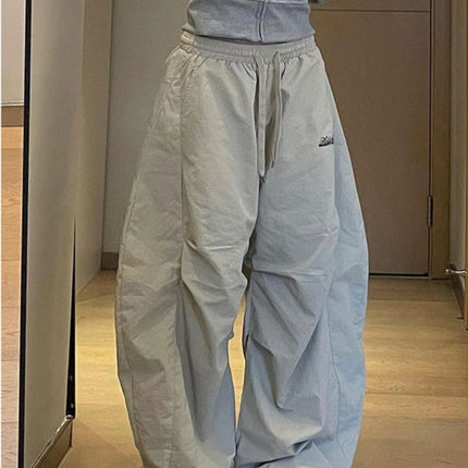 American-Style Pleated Casual Cargo Pants for Women 2025 New Loose Wide-Leg Lazy Slimming Versatile Sports Trousers