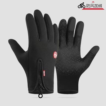 Riding Gloves for Men and Women Touchscreen fleece-lined Thickened Warm Autumn and Winter Electric Vehicle Waterproof Windproof Anti-slip Cold-proof