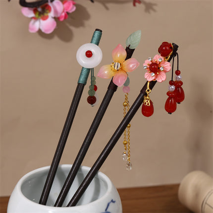New Year Red Festive Chinese Style Hairpin Palace Style Tassel Walking Hair Hairpin Retro Hanfu Ancient Dress Cheongsam Hair Accessories Women
