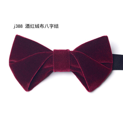 Imitation Horn Black Bow Tie Men's Formal Banquet Wedding Groom and Best Man High-End Velvet Pure Color Bow Tie for Women