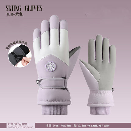 Ski Gloves for Men and Women in Winter, Outdoor Cycling, Windproof, Cold-Proof, Anti-Slip, Touch Screen Gloves, Fleece-Lined, Thickened, Warm Gloves