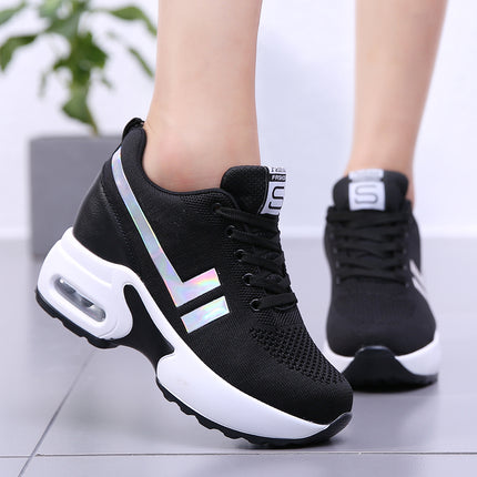 Spring and Autum Small Soft-Soled Inner Height-Increasing Women's Shoes 8cm Breathable Sports Shoes Lightweight Thick-Soled Casual Travel Shoes for Women