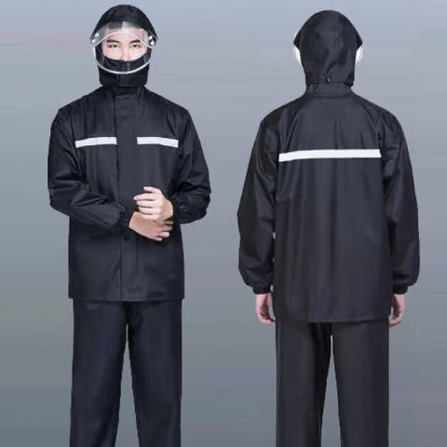Raincoat and Rain Pants Two-Piece Set, Full-Body Rain Gear, Reflective, for Patrol Duty, Construction Site, Labor Protection, Fishing, Hiking, Outdoor Use