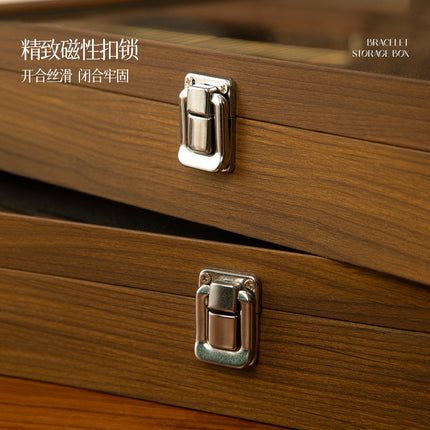 Walnut Grain Large Capacity Jewelry Storage Box Ring Earrings Necklace Jewelry Box Bracelet Jewelry Dustproof Display Box