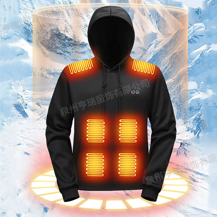 Cross-Border New Smart Heating Hooded Sweatshirt Winter Dual-Control Multi-Zone Electric Heating Outdoor Leisure Knitted Hoodie