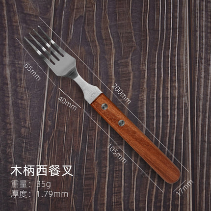 Cross-border Wooden Handle Steak Knife and Fork Two-piece Set Household Western-style Tableware Stainless Steel Main Knife Dishpoint Fork in stock Batch