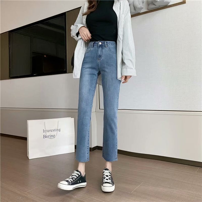 Retro high waist straight jeans for women 2024 Summer new style small loose slimming pipe pants popular