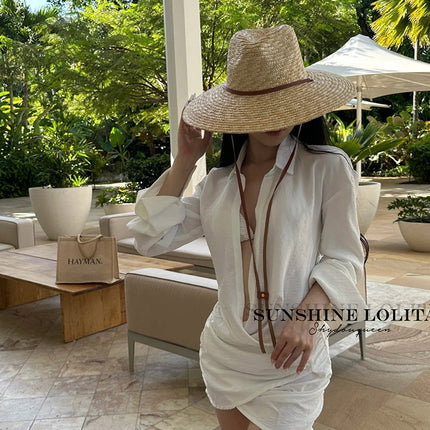 Ins Seaside Beach Vacation Bikini Shirt Dress Swimsuit Women's Three-Piece Set to Cover Belly Internet Celebrity Small Breasts Popular Summer