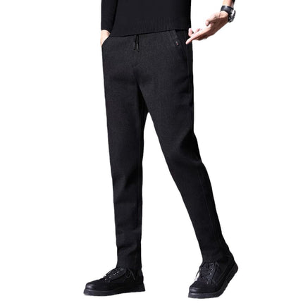 24 autumn and winter sanding fleece-lined thickened leggings professional straight slim pants warm men's casual pants trendy men