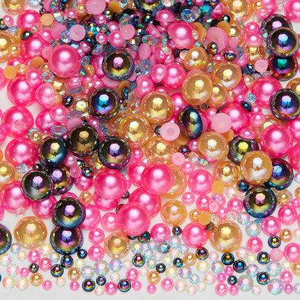 Nail Art Ab Colorful Flats Bottom Diamond Semi-Circle Pearl Mixed Color Set DIY Material Mobile Phone Shoes Clothing Cup Accessories