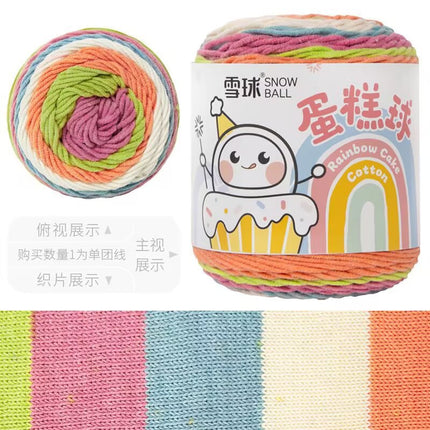 Cake Thread Snowball Wool Ball 5 Strands Milk Cotton Thread Rainbow Color Section Dyed Wool Scarf DIY Knitting Wool Ball