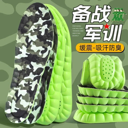 Pu Cloud Military Training Insoles, Massage Arch Insoles for Men and Women, High Elastic Shock-Absorbing, Deodorant and Sweat-Absorbent Sports Insoles
