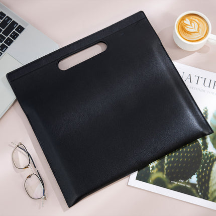 A4 Leather Magnetic Satchel Document Bag Custom Logo Folder Large Capacity File Bag Business Contract Storage Bag