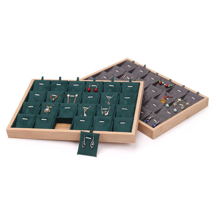 Fresh bamboo wood 24 grid pendant plate necklace pendant lucky card lucky beads jewelry tray window display props