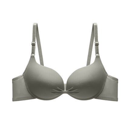 Cross-border in stock and foreign trade solid color glossing bra women with steel ring top support gathered seamless underwear anti-sagging bra