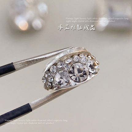 White-transparent finished pile drill nail art accessories high-level hand pile drill ball flash full drill large right angle nail drill accessories