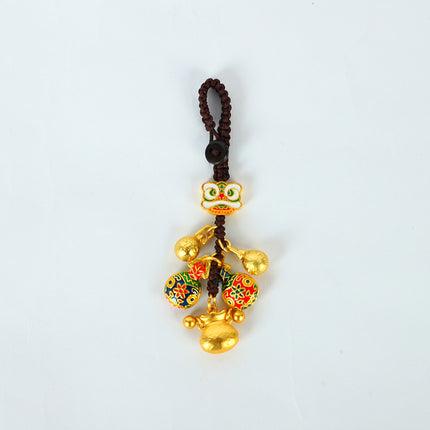 Shajin Ancient Fa Gold Swallow Gold Family of Four Car Keychain Pendant High-end Ancient Fa Family of Three Bag Hanging Ornaments