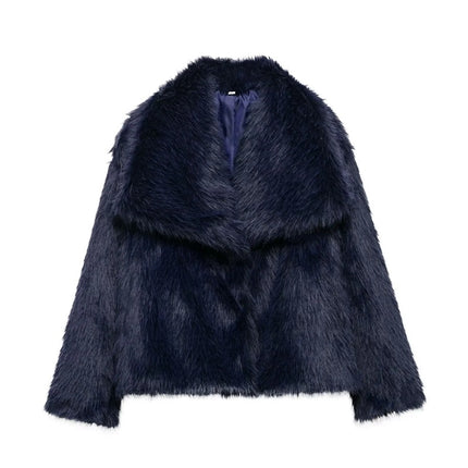 KAOPU ZA fur large lapel imitation fur coat short fashion imitation fox fur coat fluffy plush women's clothing