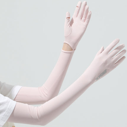 Summer sunscreen UV ice sleeve extended ice sleeve female nylon ice silk outdoor riding sunscreen gloves wholesale