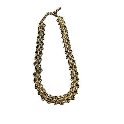 European and American wide thick chain neutral hip hop style clavicle chain metal necklace woven retro glossy thick collar wholesale for women