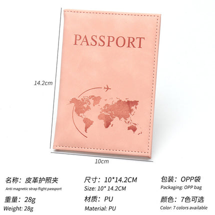 World Map Airplane Passport Holder, Lightweight Leather Passport Case, Portable, Unisex, Universal Passport Cover Set