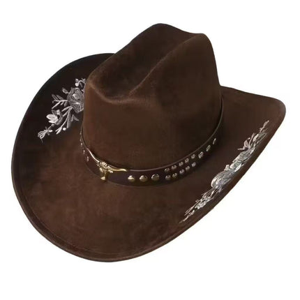 Solid Color Light Board Felt Western Cowboy Hat Outdoor Autum Hat Women's Simple French Hat Men's High-End