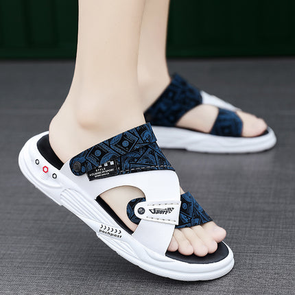Men's Sandals for Summer Outer Wear, Casual and Wear-Resistant Genuine Leather Boys' Beach Slippers, Sports and Driving Sandals