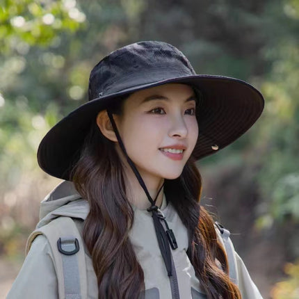 Japanese Fishing Drawstring Fisherman Hat Sun Shade Breathable Sunscreen Outdoor Mountaineering Fishing Hat Western Cowboy Hat