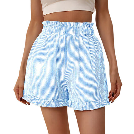Nunbai Hot Girl Striped High-Waisted Casual Shorts for Women, Summer Hot Pants, Versatile Wide-Leg Pants, Slimming and Sexy