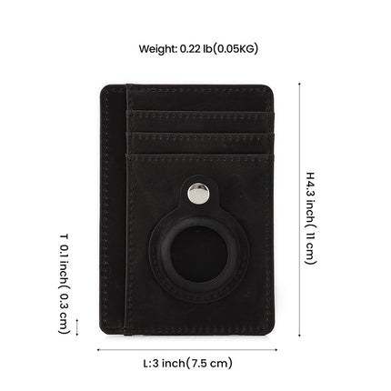 Cross-border New Portable Mini Wallet RFID Genuine Leather Tracker Card Case Crazy Horse Leather Retro Thin Card Bag Men's Bag