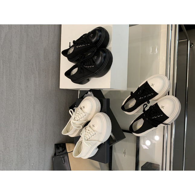2024 Internet Popular Same Style Large Round Head 7cm Thick Sole Increased Lace-up Round Head Small White Shoes Casual Canvas Shoes Women's Autumn and Winter