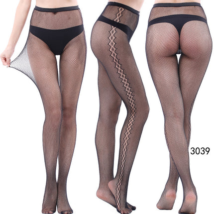 Factory In-Stock European and American Style Pantyhose, Summer Fishnet Stockings, Fashionable Girls' Sexy Patterned Jacquard Lace Hollow-Out Retro