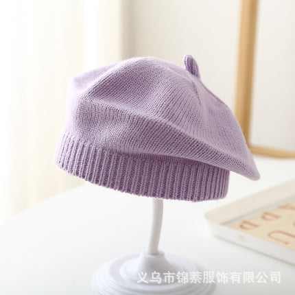 Spring and Autumn Korean Style Baby Boy and Girl Candy Color All-match Knitted Beret Children's Western Style Casual Wool Hat Paintler Hat