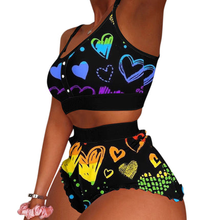European and American Foreign Trade Cross-Border Sales Strawberry Print Camisole Two-Piece Loungewear Sweet Pajamas Stylish Sweet Style