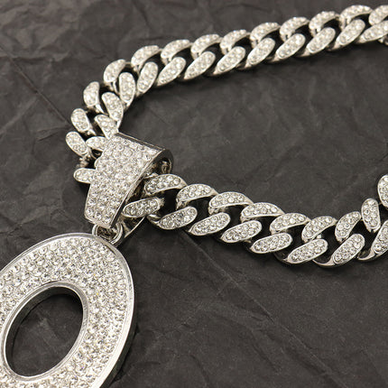 Cross-border Hip-hop European and American Style Cool Flash Diamond Letter OBLOCK Pendant Necklace Personalized Fashion Wear Clavicle Chain