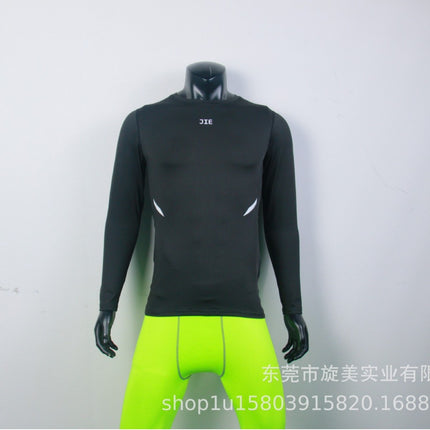 Cross-border size in stock fitness outdoor sports high elastic quick-dry riding training thin tight silk screen LOGO long sleeve