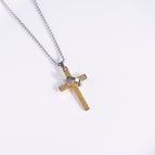 Golden titanium steel with ring cross [titanium steel chain 70CM]]