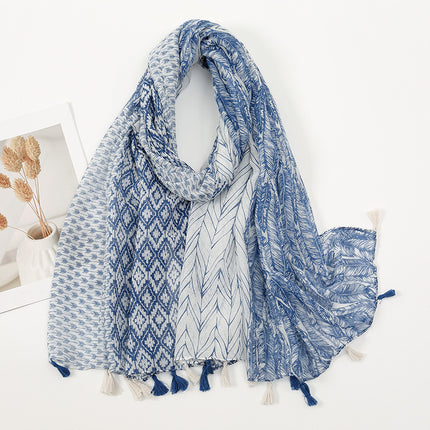 Fresh and Elegant Red Petal Mixed Printed Tassel Gauze Women's Cotton and Linen Scarf Travel Decorative Shawl