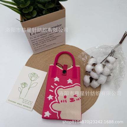 Girl's Heart-Shaped Knitted Crossbody Bag
