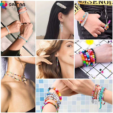 Cross-Border Amazon Four-Layer Box Kidsren's Bracelet Beaded DIY Material Package Set Bracelet Beaded Jewelry Beads