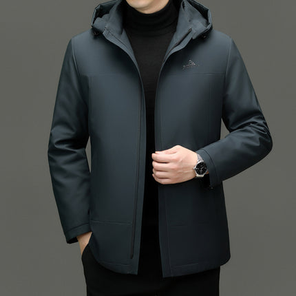 2024 Winter fleece-lined Thickened Cotton Coat Men's Middle-aged and Elderly Dad Hat with Removable Inner Liner Warm Cotton Coat